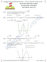 Đề số 2 45 phút  nguyên hàm  tích phân  mặt phẳng  mặt cầu 