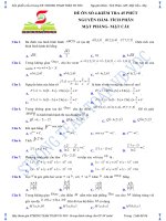 Đề số 4 45 phút  nguyên hàm  tích phân  mặt phẳng  mặt cầu 