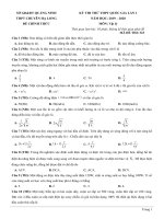 đề thi thử THPT QG môn vật lí THPT chuyên hạ long – quảng ninh – lần 1 – năm 2020 (có lời giải chi tiết)