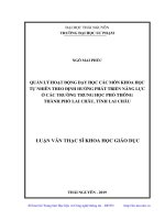 Quản Lý Hoạt Động Dạy Học Các Môn Khoa Học Tự Nhiên Theo Định Hướng Phát Triển Năng Lực Ở Các Trường