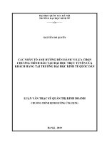 Các nhân tố ảnh hưởng đến hành vi lựa chọn chương trình đào tạo đại học trực tuyến của khách hàng tại trường đại học kinh tế quốc dân 