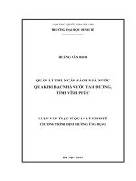 Quản lý thu ngân sách nhà nước qua kho bạc nhà nước tam dương, tỉnh vĩnh phúc 