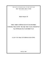 (Luận văn thạc sĩ) THỰC HIỆN CHÍNH SÁCH VỀ DANH HIỆU VINH DỰ NHÀ NƯỚC “BÀ MẸ VIỆT NAM ANH HÙNG” TẠI TỈNH QUẢNG NAM HIỆN NAY
