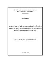 (Luận văn thạc sĩ) QUẢN LÝ ĐẦU TƯ XÂY DỰNG CƠ BẢN TỪ NGÂN SÁCH NHÀ NƯỚC TRÊN ĐỊA BÀN HUYỆN HOÀI ĐỨC, THÀNH PHỐ HÀ NỘI TRONG BỐI CẢNH MỚI