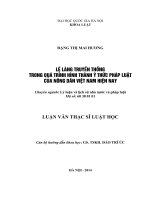 Lệ làng truyền thống trong quá trình hình thành ý thức pháp luật của nông dân việt nam hiện nay 
