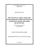 Pháp luật hoa kỳ, canada, trung quốc về trách nhiệm bồi thường thiệt hại đối với ô nhiễm dầu và bài học kinh nghiệm đối với việt nam 