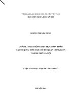 Quản lí hoạt động dạy học môn toán tại trường tiểu học bồ đề, quận long biên, thành phố hà nội