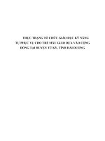 THỰC TRẠNG tổ CHỨC GIÁO dục kỹ NĂNG tự PHỤC vụ CHO TRẺ mẫu GIÁO dựa vào CỘNG ĐỒNG tại HUYỆN tứ kỳ, TỈNH hải DƯƠNG 