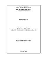 (Luận án tiến sĩ) Tư tưởng triết học của Tôn Trung Sơn và ý nghĩa của nó