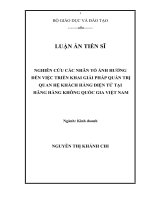 Luận án tiến sĩ  nghiên cứu các nhân tố ảnh hưởng đến việc triển khai giải pháp quản trị quan hệ khách hàng điện tử tại hãng hàng không quốc gia việt nam 