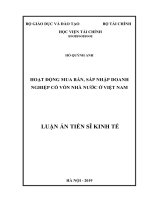 Luận án tiến sĩ kinh tế  hoạt động mua bán, sáp nhập doanh nghiệp có vốn nhà nước ở việt nam 