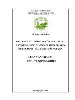 Giải pháp huy động nguồn lực trong xây dựng nông thôn mới trên địa bàn huyện định hóa, tỉnh thái nguyên 