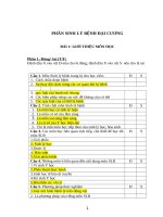 TRẮC NGHIỆM CHI TIẾT SINH LÝ BỆNH ĐẠI CƯƠNG HỌC VIỆN QUÂN Y