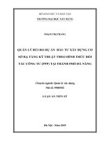 Quản Lý Rủi Ro Dự Án Đầu Tư Xây Dựng Cơ Sở Hạ Tầng Kỹ Thuật Theo Hình Thức Đối Tác Công Tư (PPP)