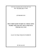 (Luận văn thạc sĩ) PHÁT TRIỂN KINH TẾ HỢP TÁC TRONG NÔNG NGHIỆP TRÊN ĐỊA BÀN THỊ XÃ ĐIỆN BÀN, TỈNH QUẢNG NAM
