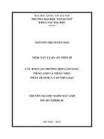 Tóm tắt luận án tiến sĩ ngôn ngữ anh  các báo cáo trường hợp lâm sàng tiếng anh và tiếng việt   phân tích dựa vào thể loại 
