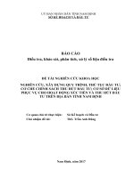 NGHIÊN CỨU, XÂY DỰNG QUY TRÌNH, THỦ TỤC ĐẦU TƯ;CƠ CHẾ CHÍNH SÁCH THU HÚT ĐẦU TƯ; CƠ SỞ DỮ LIỆUPHỤC VỤ CHO HOẠT ĐỘNG XÚC TIẾN VÀ THU HÚT ĐẦUTƯ TRÊN ĐỊA BÀN TỈNH NAM ĐỊNH