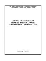 CHƯƠNG TRÌNH dạy NGHỀ TRÌNH độ TRUNG cấp NGHỀ kỹ THUẬT sửa CHỮA, lắp ráp máy TÍNH 