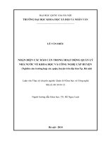 Nhận diện các rào cản trong hoạt động quản lý nhà nước về khoa học và công nghệ cấp huyện (nghiên cứu trường hợp các quận, huyện trên địa bàn tp  hà nội 