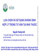 BÀI GIẢNG LỰA CHỌN VÀ SỬ DỤNG KHÁNG SINH HỢP LÝ TRONG TƯ VẤN TẠI NHÀ THUỐC