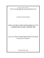 Nâng Cao Chất Lượng Nguồn Nhân Lực Y Tế Tại Bệnh Viện Đa Khoa Tỉnh Phú Thọ