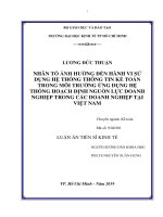Nhân tố ảnh hưởng đến hành vi sử dụng hệ thống thông tin kế toán trong môi trường ứng dụng hệ thống hoạch định nguồn lực doanh nghiệp trong các doanh nghiệp tại việt nam 