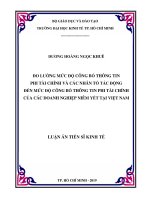 Đo lường mức độ công bố thông tin phi tài chính và các nhân tố tác động đến mức độ công bố thông tin phi tài chính của các doanh nghiệp niêm yết tại việt nam 