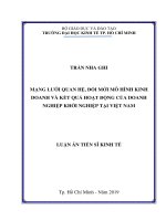 Mạng lưới quan hệ, đổi mới mô hình kinh doanh và kết quả hoạt động của doanh nghiệp khởi nghiệp tại việt nam 
