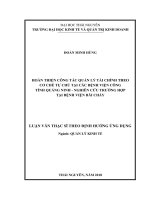 Hoàn Thiện Công Tác Quản Lý Tài Chính Theo Cơ Chế Tự Chủ Tại Các Bệnh Viện Công Tỉnh Quảng Ninh