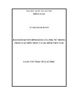 Bảo đảm quyền bình đẳng của phụ nữ trong pháp luật hôn nhân và gia đình việt nam 