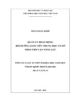 Tóm tắt luận án tiến sĩ khoa học giáo dục  quản lý hoạt động bồi dưỡng giáo viên trung học cơ sở theo tiếp cận năng lực 