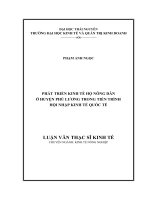 Phát triển kinh tế hộ nông dân ở huyện phú lương trong tiến trình hội nhập kinh tế 
