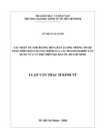 Các nhân tố ảnh hưởng đến chất lượng thông tin kế toán trên báo cáo tài chính của các doanh nghiệp xây dựng vừa và nhỏ trên địa bàn TP  hồ chí minh 