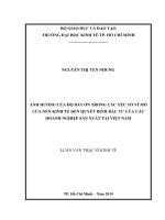 Ảnh hưởng của độ bất ổn trong các yếu tố vĩ mô của nền kinh tế đến quyết định đầu tư của các doanh nghiệp sản xuất tại việt nam 