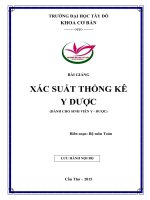BÀI GIẢNG XÁC SUẤT THỐNG KÊ Y DƯỢC