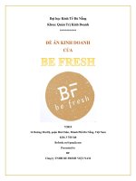 Đề án kinh doanh của be fresh– chuỗi cửa hàng eat clean theo hình thức ăn nhanh 