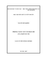 Luận án tiến sĩ báo chí học  phong cách tản văn báo chí của ngô tất tố 