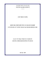 Kiểm tra thuế đối với các doanh nghiệp có vốn đầu tư nước ngoài tại thành phố Hà Nội