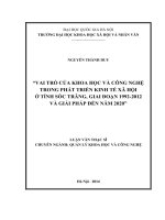Vai trò của khoa học và công nghệ trong phát triển kinh tế xã hội ở tỉnh sóc trăng, giai đoạn 1992  2012 
