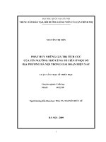Phát huy những giá trị tích cực của tín ngưỡng thờ cúng tổ tiên ở một số địa phương hà nội trong giai đoạn hiện nay 