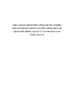 THỰC TRẠNG bồi DƯỠNG TÍNH CHUYÊN NGHIỆP CHO NGƯỜI dân TRONG tổ CHỨC HÌNH THỨC DU LỊCH CỘNG ĐỒNG TẠI XÃ TẢ VAN HUYỆN SA PA TỈNH LÀO CAI 