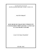 Đảng bộ huyện Thạch Thất tỉnh Hà Tây lãnh đạo phát triển giáo dục và đào tạo từ năm 1996 đến năm 2008