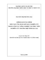 Chính sách tài chính thúc đẩy ứng dụng kết quả nghiên cứu trong lĩnh vực nông nghiệp vào thực tiễn ( Nghiên cứu trường hợp tỉnh Gia Lai)