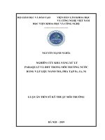 Luận án tiến sĩ kỹ thuật môi trường  nghiên cứu khả năng xử lý paraquat và DDT trong môi trường nước bằng vật liệu nano tio2 pha tạp fe, co, ni 