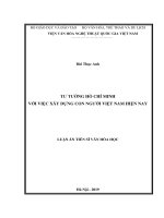 Luận án tiến sĩ văn hóa học  tư tưởng hồ chí minh với việc xây dựng con người việt nam hiện nay 