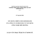 Luận văn thạc sỹ - Xây dựng chiến lược kinh doanh của Công ty cổ phần đầu tư xây dựng công nghệ môi trường