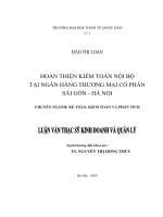 Luận văn thạc sỹ - Hoàn thiện Kiểm toán nội bộ tại Ngân hàng Thương mại Cổ phần Sài Gòn – Hà Nội
