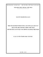 Luận án tiến sĩ khoa học giáo dục  một số giải pháp nhằm nâng cao năng lực quản lý nhà nước đối với phát triển thể thao thành tích cao ở việt nam trong giai đoạn hội nh 