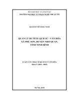 Luận văn thạc sĩ quản lý văn hóa  quản lý di tích lịch sử   văn hóa xã phú sơn, huyện nho quan, tỉnh ninh bình 