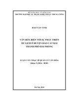 Luận văn thạc sĩ quản lý văn hóa  văn hóa biển với sự phát triển du lịch ở huyện đảo cát hải, hải phòng 